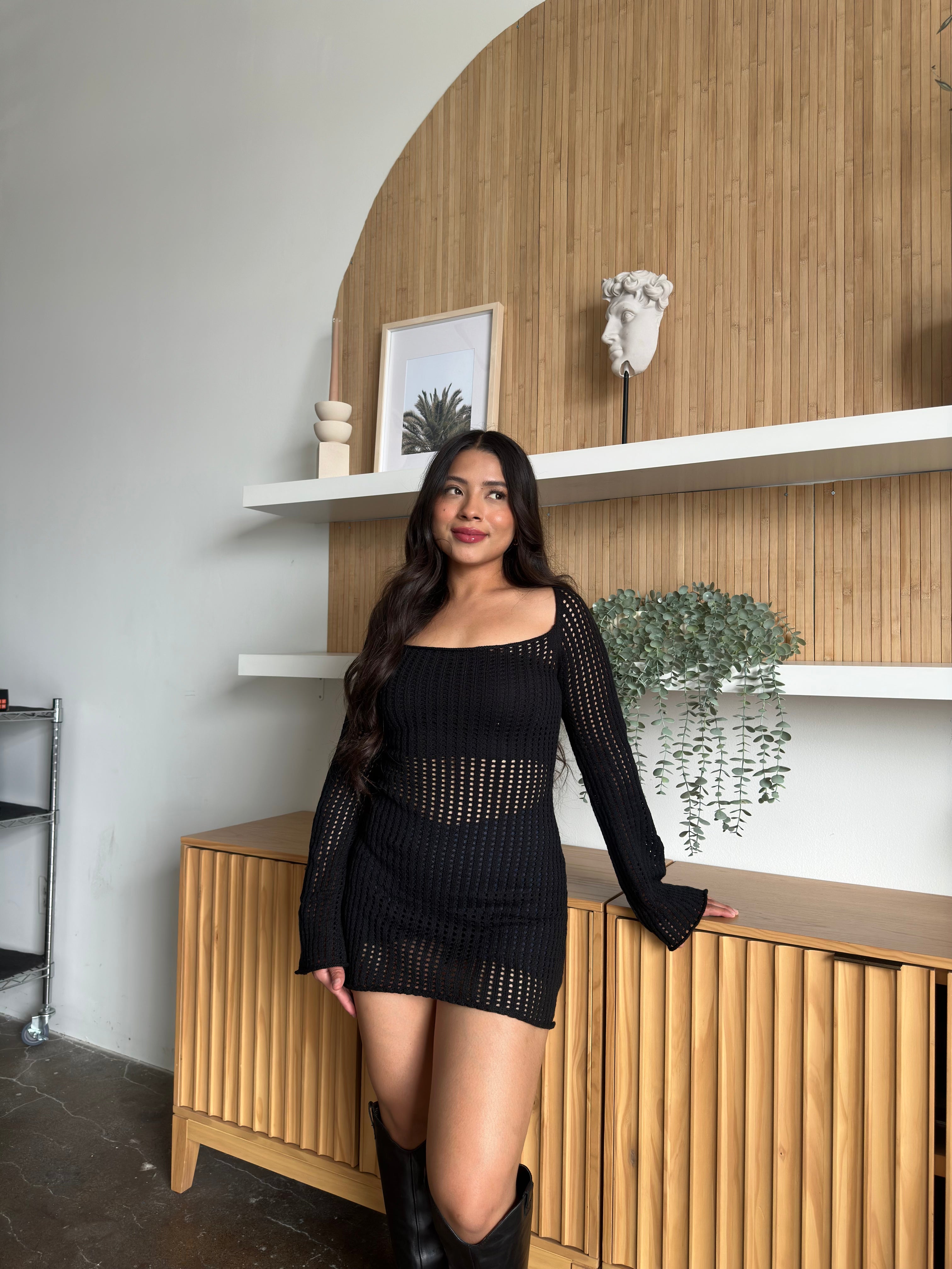 Summer Nights Crochet Dress(Black)
