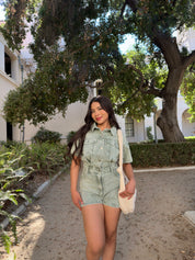 Renewal Denim Romper (Sage)