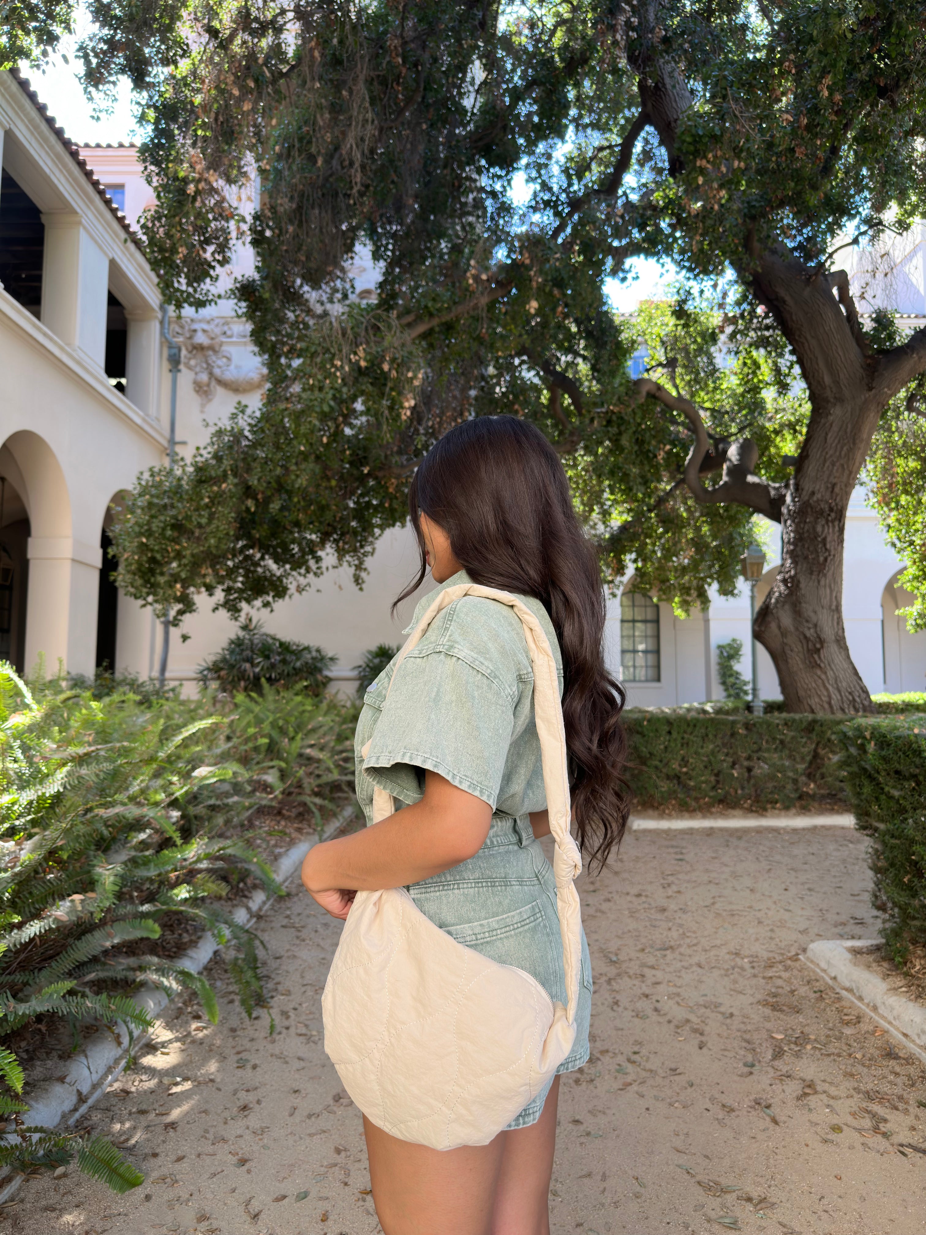 Renewal Denim Romper (Sage)
