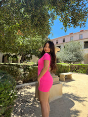 Self Care Day Jumpsuit(Fuschia)