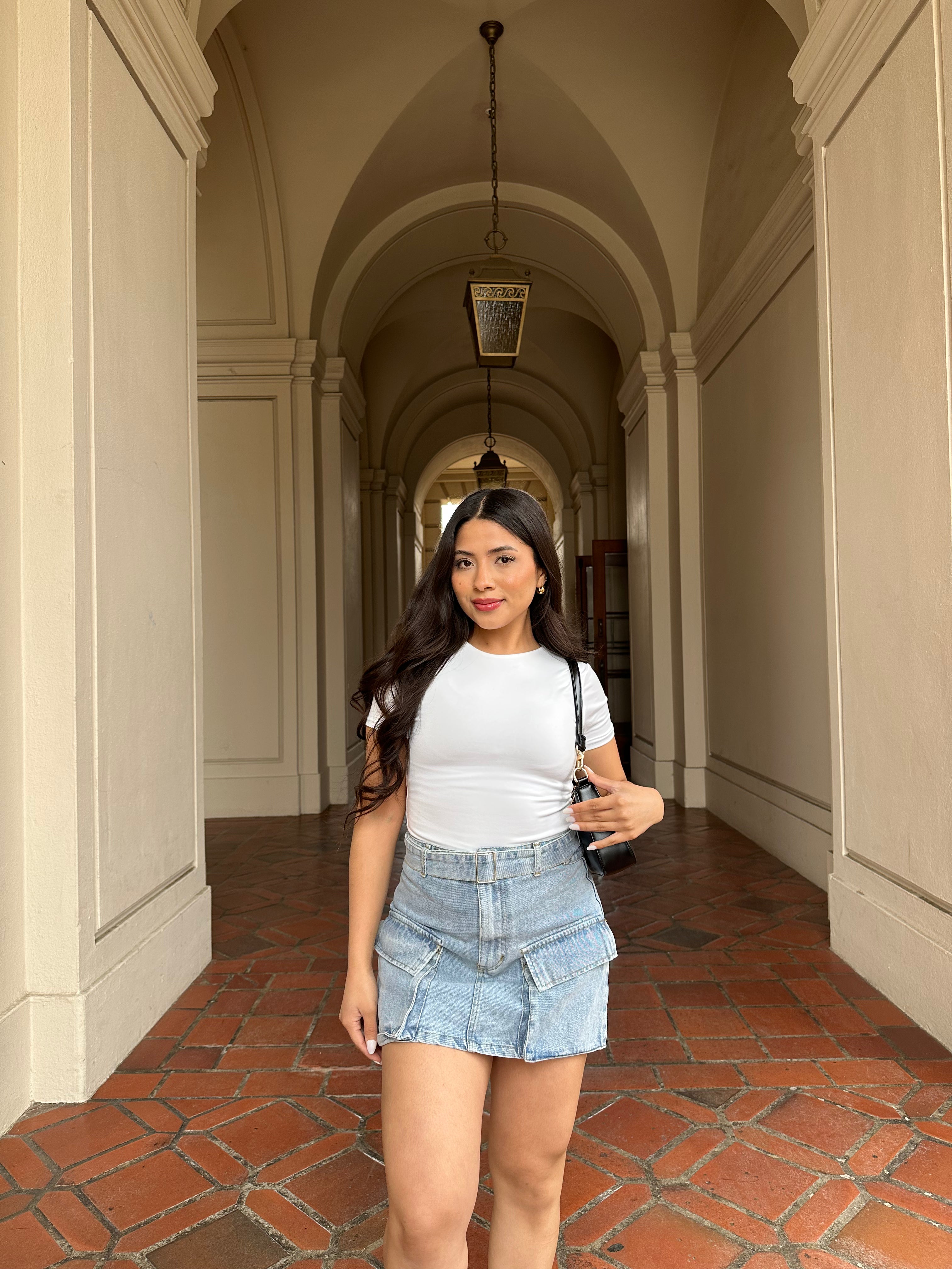 Lovely Denim Cargo Skirt