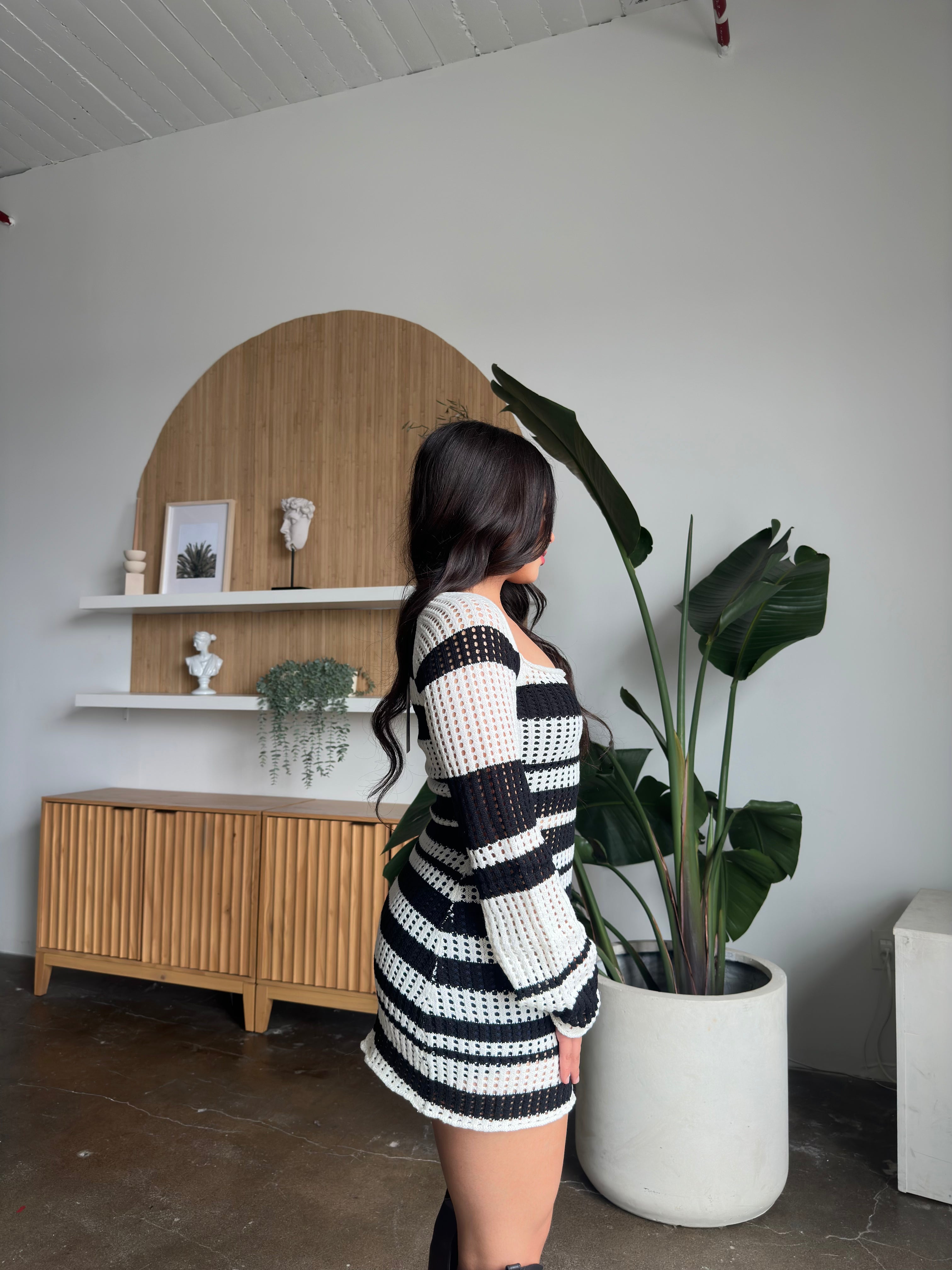 Summer Nights Crochet Dress(Black & White)