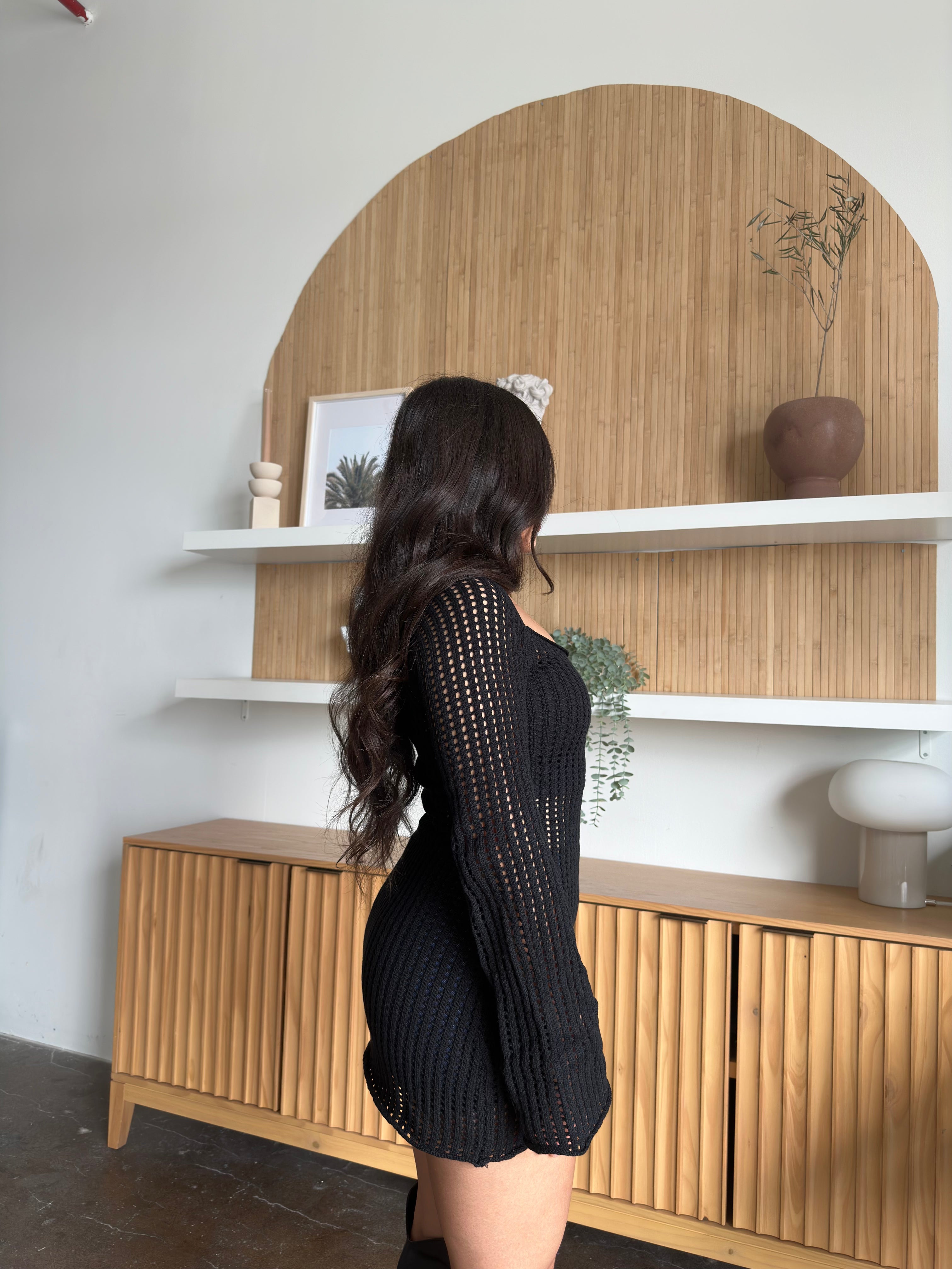 Summer Nights Crochet Dress(Black)