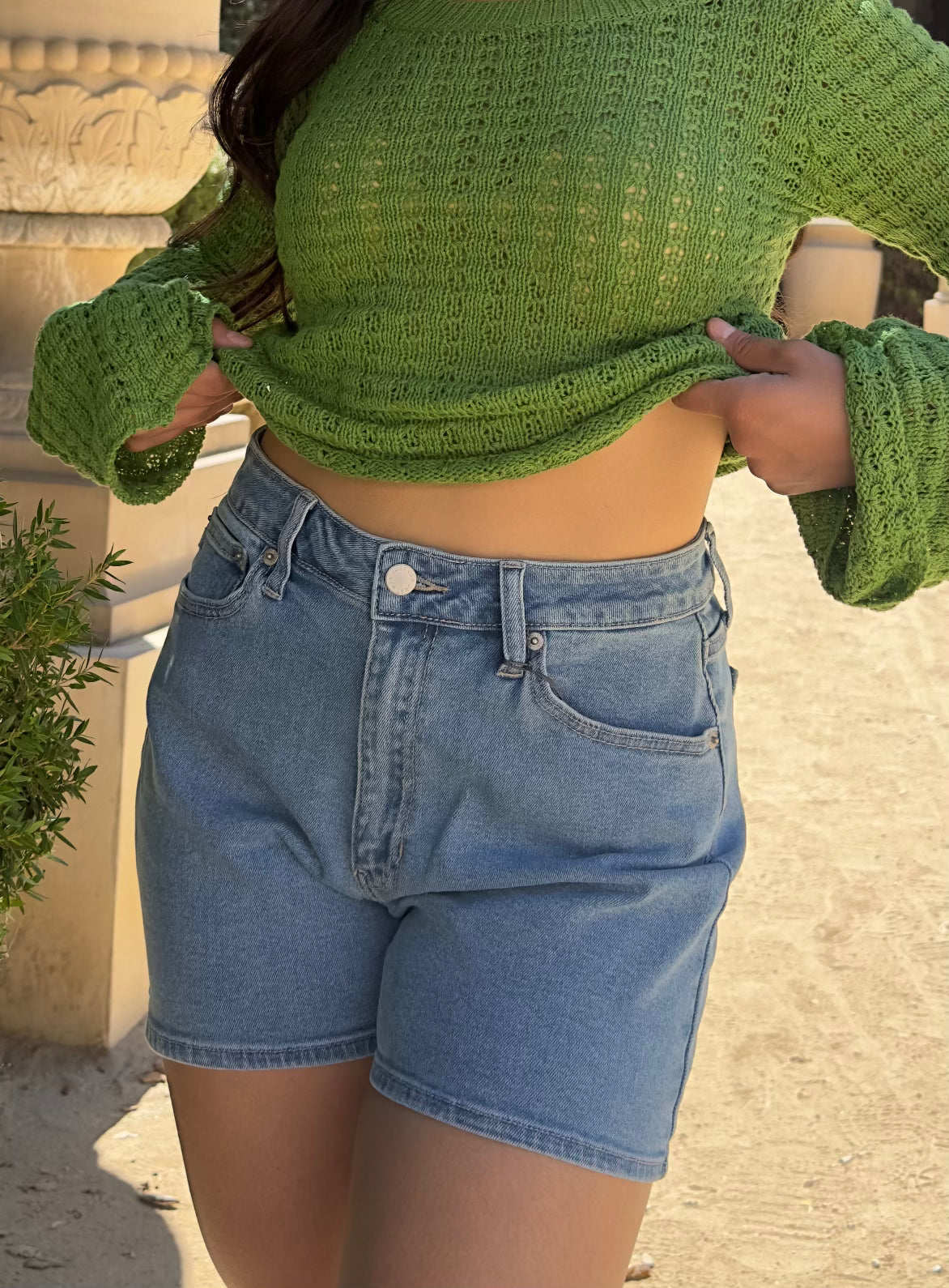 Denim Blues Mom Shorts