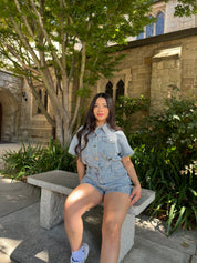 Rhode Denim Short Sleeve Romper