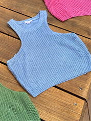 Flower Girl Crochet Top (Light Blue)