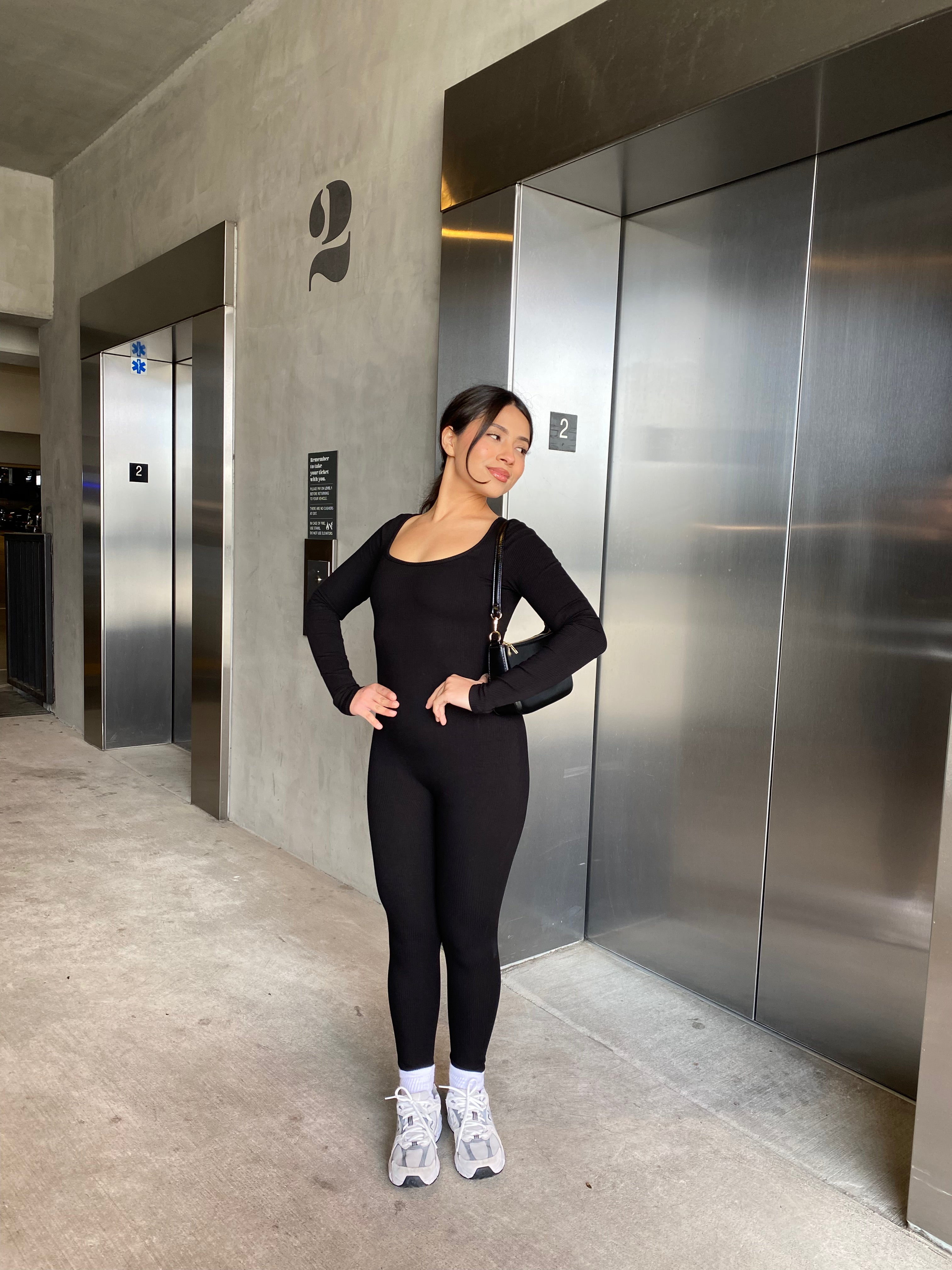 Florence Long Sleeve Jumpsuit (Onyx)